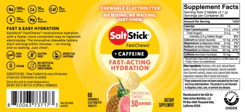 NEW SaltStick FastChews + Caffeine Tropical Twist (30 Servings) - Image 3