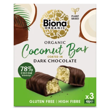 Biona Organic Dark Chocolate Coconut Bars 3 x 40g